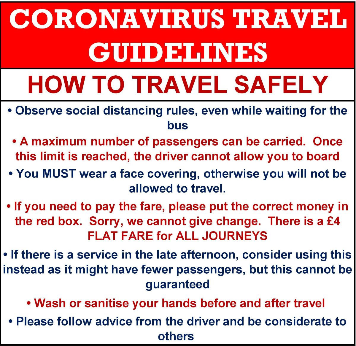Coronavirus travel guidelines